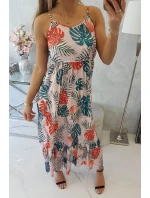 Šaty s motivem listů pudrově růžové Šaty s motivem listů pudrově růžové