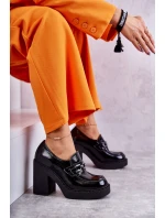 Lakované boty na masivním sloupku  Černé Jaime