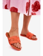 Dámské sandály na plochém podpatku s výřezy eko semišové oranžové Teterre Dámské sandály na plochém podpatku s výřezy eko semišové oranžové Teterre