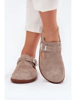 Semišové Polobotky Barefoot Dámské S Přezkou Zazoo N1261 Béžové