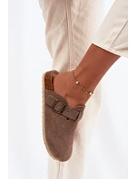 Dámské pantofle Chodaki Z Přírodního Semiše Vinceza 101332 Tmavě Béžové