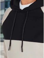 Pánská základní mikina s kapucí s popelínovými a černými pruhy FashionStreet BX5898 Pánská základní mikina s kapucí s popelínovými a černými pruhy FashionStreet BX5898