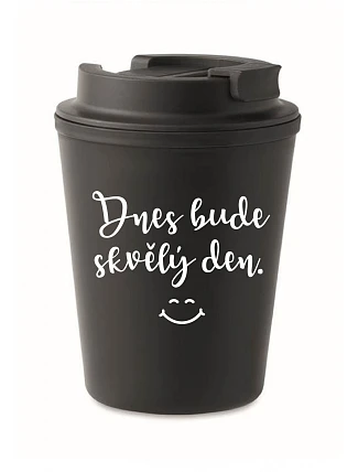 DNES BUDE SKVĚLÝ DEN. - černý termohrnek 300 ml