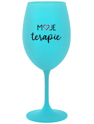 MOJE TERAPIE - tyrkysová sklenice na víno 350 ml