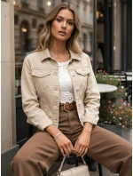 FashionStreet dámská béžová džínová bunda TY5604