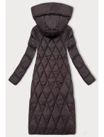 Dlouhá hnědá dámská zimní bunda s kapucí Libland (7832)