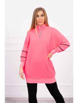 Mikina se zipem a kapsami růžová neonová Mikina se zipem a kapsami růžová neonová