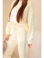 Dámský viskózový komplet masełko s lampasy žlutý