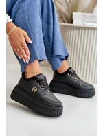 Sneakersy Sportovní Obuv Dámská Zateplená Na Masivní Podešvi Černé Verissha