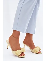 Dámské sandály na jehlovém podpatku s mašlí Žluté Jelessa