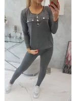 Sada s knoflíkovým výstřihem grafitová Sada s knoflíkovým výstřihem grafitová