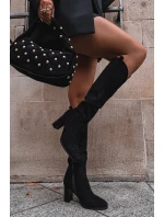 Dámské Kozaki Na Slupe Z Eko Zamszu Černé Prisca