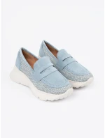 Výborné  polobotky dámské modré platforma