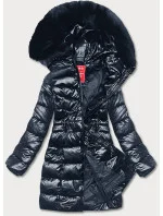 Tmavě modrá dámská vypasovaná zimní bunda (2M-032) Tmavě modrá dámská vypasovaná zimní bunda (2M-032)