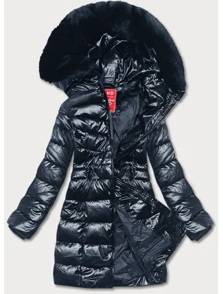 Tmavě modrá dámská vypasovaná zimní bunda (2M-032) Tmavě modrá dámská vypasovaná zimní bunda (2M-032)