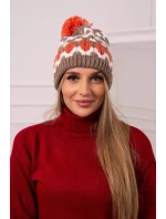 Dámská čepice Laila K283 dark beige+ecru