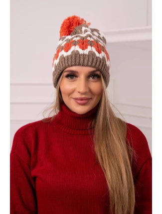 Dámská čepice Laila K283 dark beige+ecru