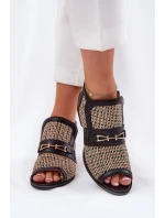 Kožené Dámské Boty S Odkrytými Prsty Maciejka Černobéžové 06934-39/00-1