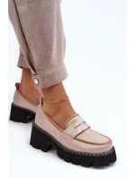 Kožené dámské mokasíny Béžová Kožené dámské mokasíny Béžová
