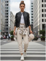 Dámská kožená bunda černá FashionStreet TY5539