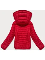 Červená dámská prošívaná bunda s kapucí (B0123-4)