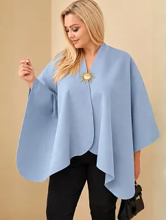 Dámské pončo Plus Size s broží džíny