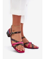 Dámské Kožené Sandály Na Podpatku S Pásky Maciejka 06959-39 Fuchsie