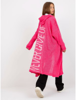 Fluo růžový volný cardigan s nápisem OH BELLA na zádech