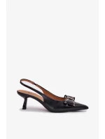 Dámské lodičky na jehlovém podpatku s mašlí Folesca – černé Dámské lodičky na jehlovém podpatku s mašlí Folesca – černé