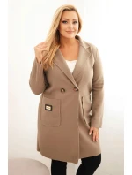 Dámský elegantní kabát Plus Size s límcem a velkými kapsami fango