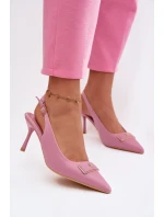 Sandály Podpatky Dámské S Ozdobným Detalem Růžové Lurella