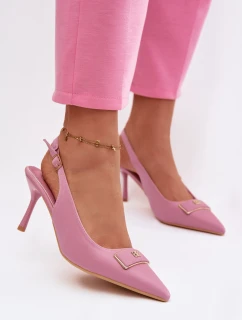 Sandály Podpatky Dámské S Ozdobným Detalem Růžové Lurella