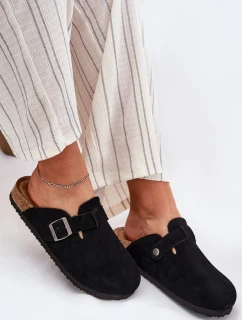 Dámské semišové pantofle s přezkou Big Star – černé