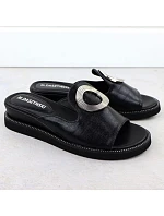 Dámské žabky na nízkém podpatku černé M.Daszynski Dámské žabky na nízkém podpatku černé M.Daszynski