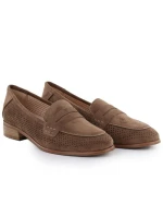 Ažurové semišové boty lord hnědé Potocki SZ12585