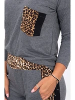 Sada s leopardím vzorem v grafitové barvě