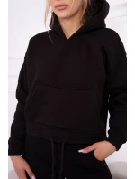 Zateplená souprava s mikinou vázanou ve spodní části černé barvy Zateplená souprava s mikinou vázanou ve spodní části černé barvy