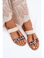 Plné Dámské Sandály S Korálky Panterka Béžové Virona