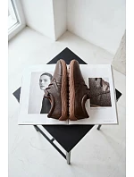 Kožené dámské polobotky Barefoot Zazoo 10189 Čokoládové