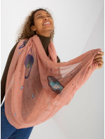Světle růžový dámský šátek s potiskem