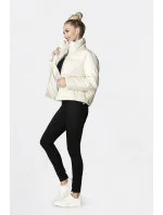 Krátká dámská bunda v barvě ecru z ekologické kůže (202016)