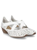 Dámské kožené polobotky na podpatku bílé Rieker 43773-80