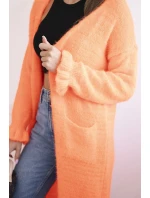 Dámský kardigan s vlnou v barevných pruzích růžový