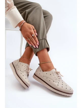 Bílé dámské kožené polobotky S.Barski LR182