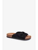 Dámské Pantofle Na Korkové Podešvi S Mašlí Černé Seressa