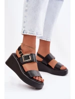 Dámské sandály na platformě s ozdobným detailem Černé Nelira