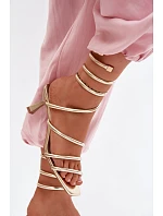 Dámské sandály na podpatku s pásky Zlaté Samara