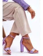 Dámské sandály na vysokém podpatku se zirkony fialové Idealistic