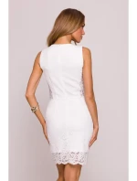 M864 Mini šaty s krajkovými panely - ecru