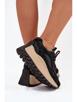 Dámské kožené tenisky na platformě Big Star HI-POLY SYSTEM – černé